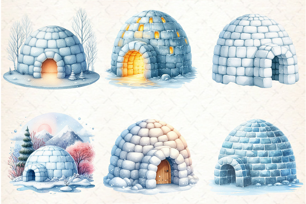 Watercolor Igloo Clipart, a Graphic by Libby Wishes (Photo 3 of 5)