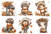 Fall Kids Clipart, Cute Autumn, an Illustration by Daily.Designs (Thumbnail 5 of 5)