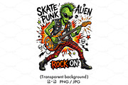 Alien playing an electric guitar., a Decorative Illustration by yod67 (Thumbnail 1 of 6)