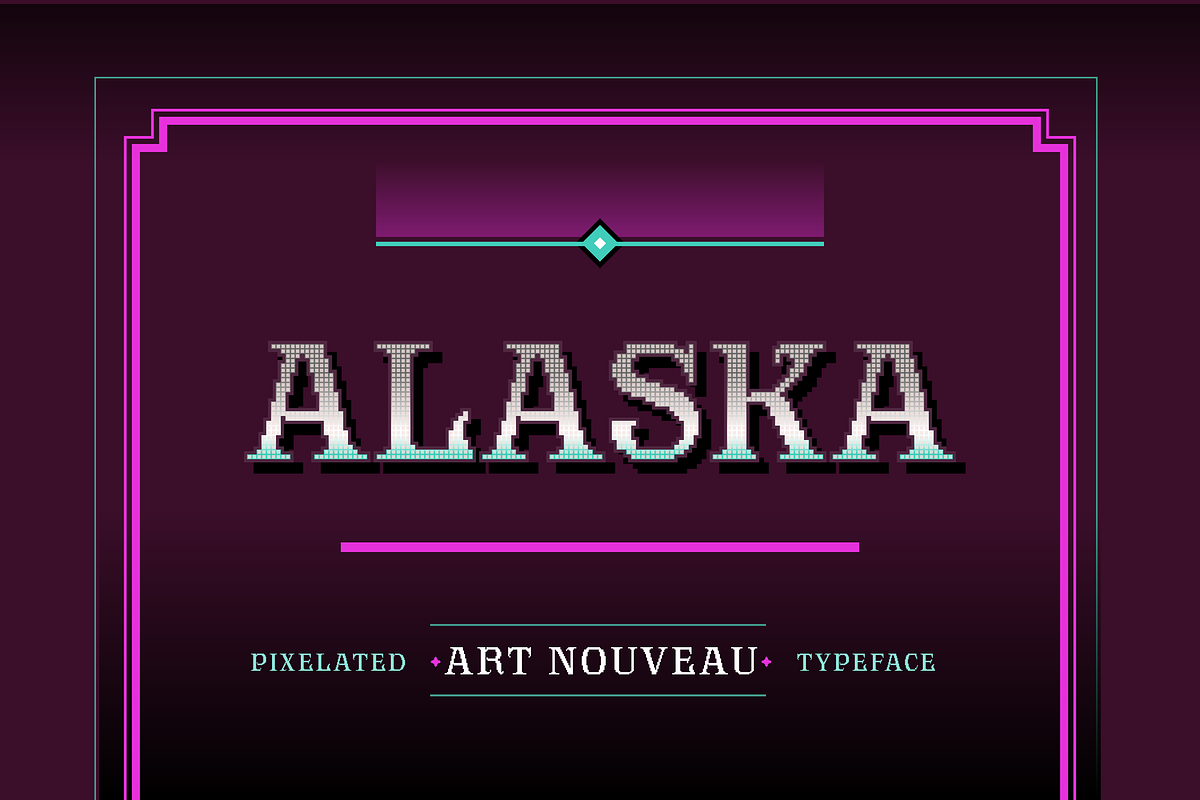Alaska - Art Nouveau pixel art, a Serif Font by SelfBuild Type (Photo 1 of 11)