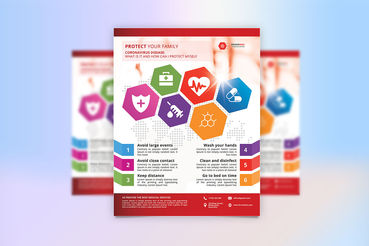 Coronavirus Medical Flyer Template, a Flyer Template by Brandmax.pro (Photo 3 of 3)
