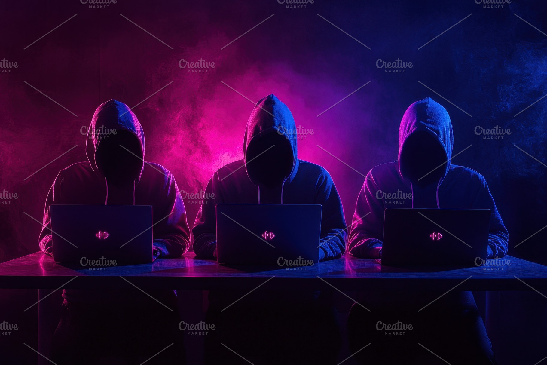 Three hooded figures silently workin, a Photo by Iftikhar Alam