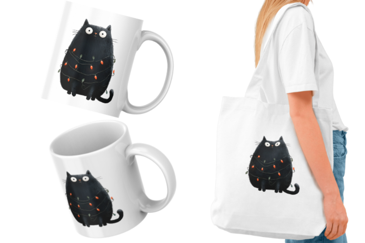 Quirky Christmas Cat Clipart, an Illustration by Markicha Art (Photo 3 of 7)