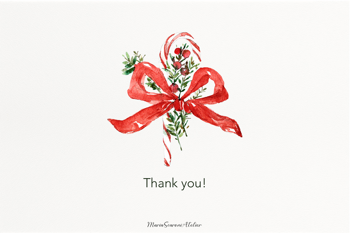 Cute Watercolor Christmas Clipart, a Seasonal Illustration by MariaScaroniAtelier (Photo 8 of 8)