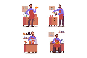 Shoemaker. Workshop scenes with, a Person Illustration by Onyx