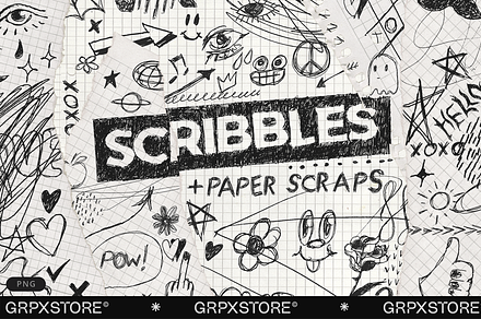 Vector Scribbles and Paper Scraps, a Texture Illustration by GRPXSTORE
