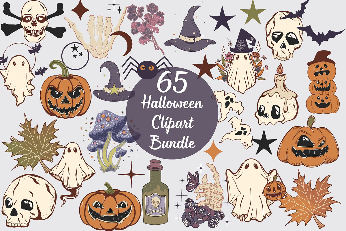 Retro Halloween Sublimation Bundle, a Decorative Illustration by ClipArtTime (Photo 1 of 5)
