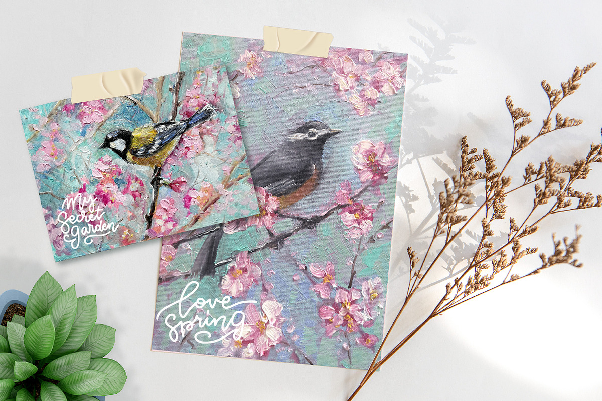 Birds welcome Spring - oil painting, an Animal Illustration by Lana Sham (Photo 11 of 13)