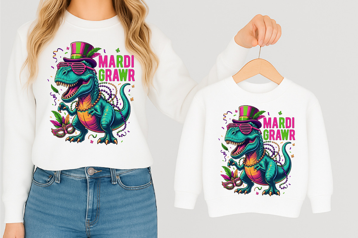 Mardi Grawr Dino T-Rex Mardi Gras Pn, an Illustration by designcity5 (Photo 4 of 9)