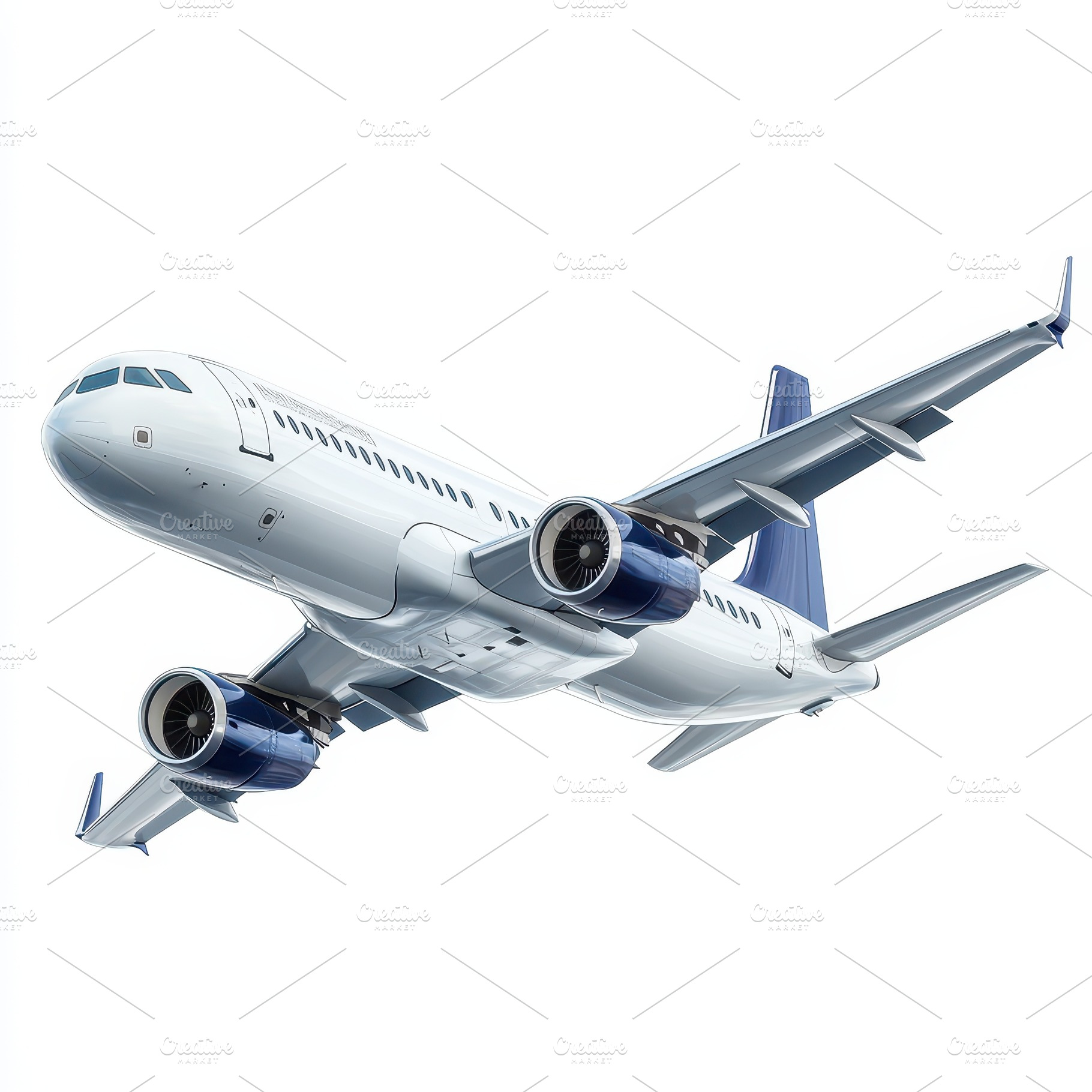 Passenger Airplane in Flight White a, a Transportation Photo by Pixeness Studio