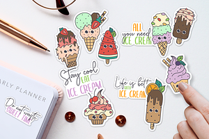 Ice Cream Kawaii Sticker Set