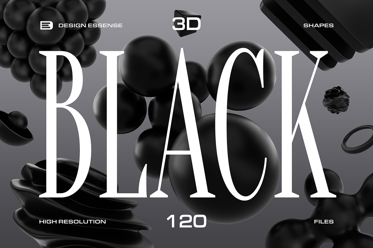 3D Black Shapes - 120 illustrations, an Object Graphic by assetpro.design (Photo 1 of 15)