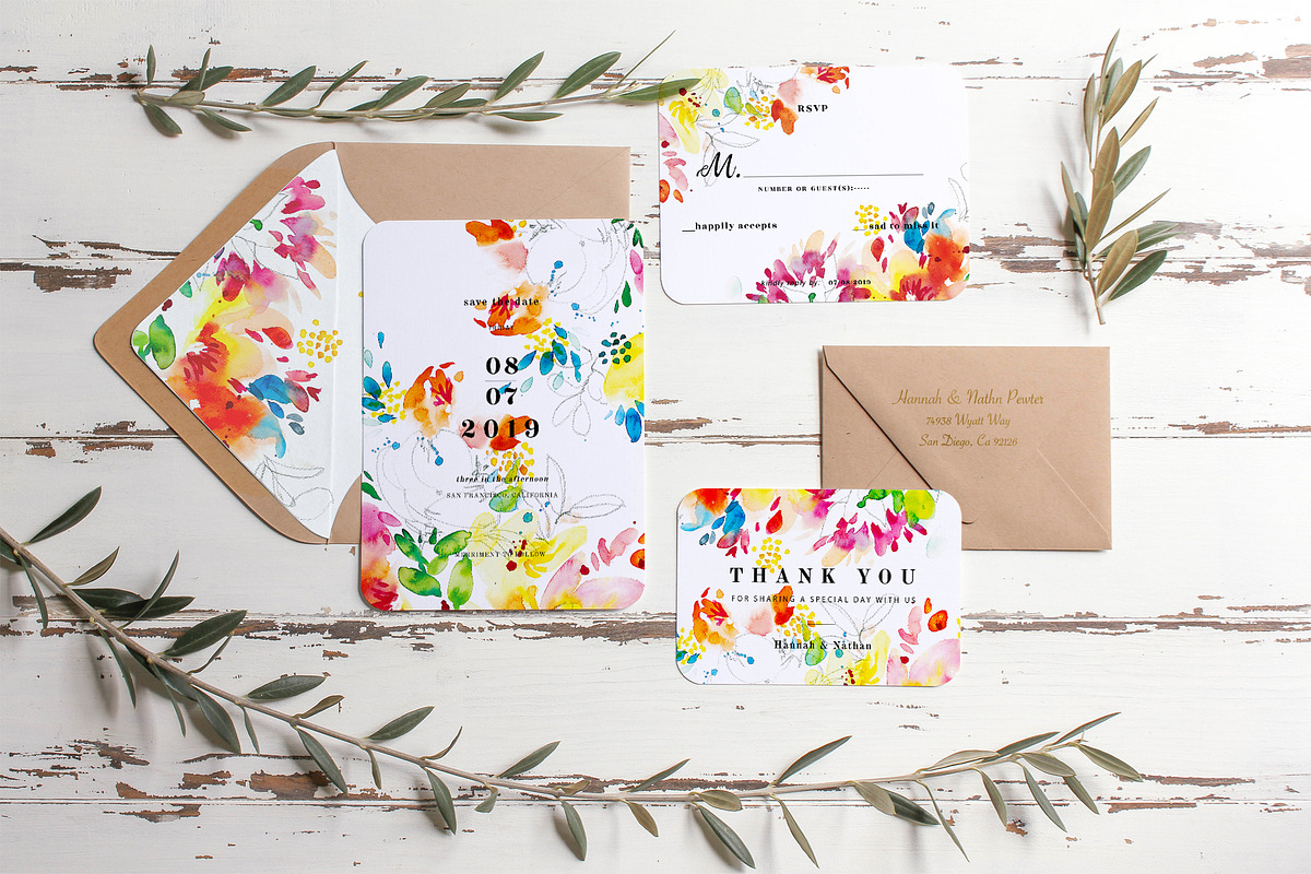 Spring and summer wedding card set, an Invitation Template by TurquoiseDesign (Photo 1 of 7)