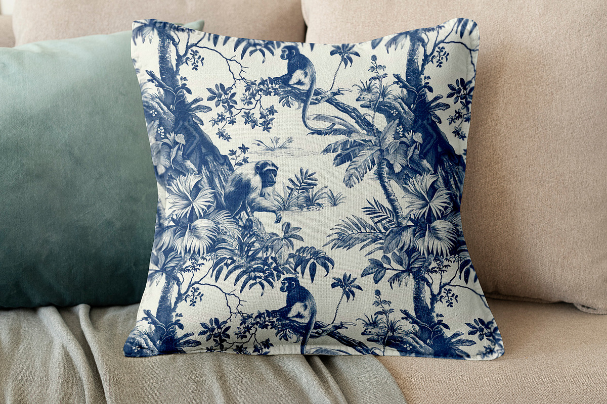 MONKEY JUNGLE TOILE Seamless Pattern, a Pattern Graphic by AYAKA Studio Co. (Photo 5 of 9)