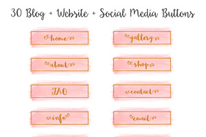 Pink Watercolor Blog Button Set