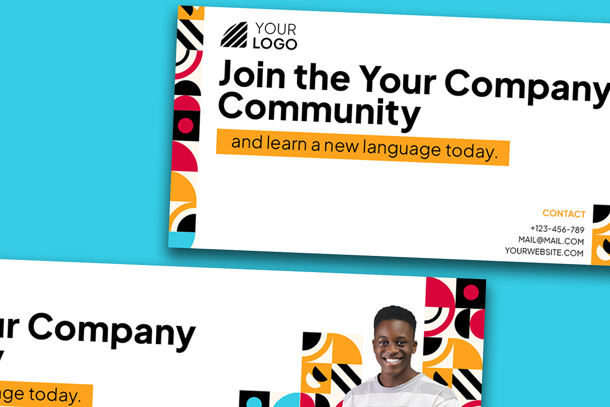 Language Course Twitter Header, a Print Template by Esensifiksi.studio (Photo 2 of 3)