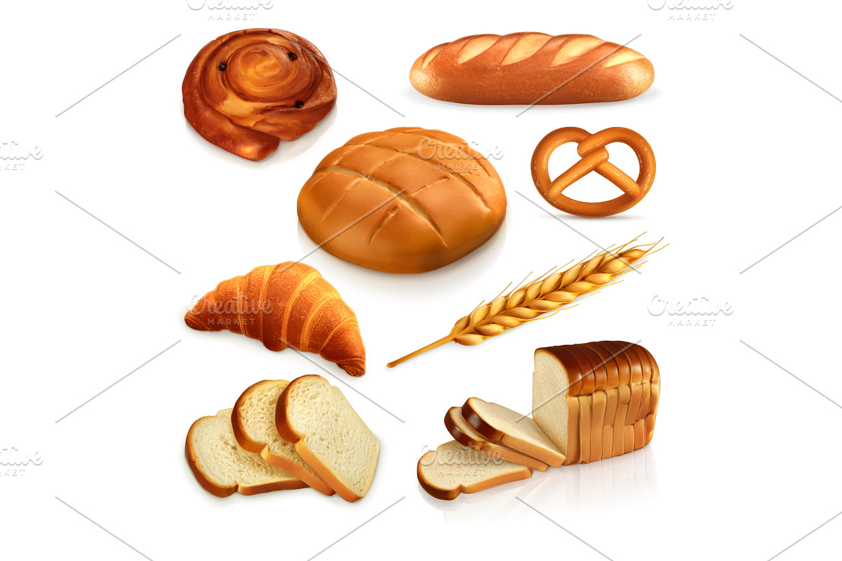 Bread, bakery, wheat, vector icons, an Icon by Allevinatis Studio (Photo 1 of 3)