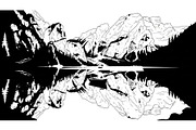 Minimal Mountain Lake Silhouette, a Graphic by hafijul (Thumbnail 11 of 15)