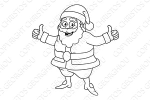 Christmas Cartoon Santa Claus Giving, an Illustration by Christos Georghiou