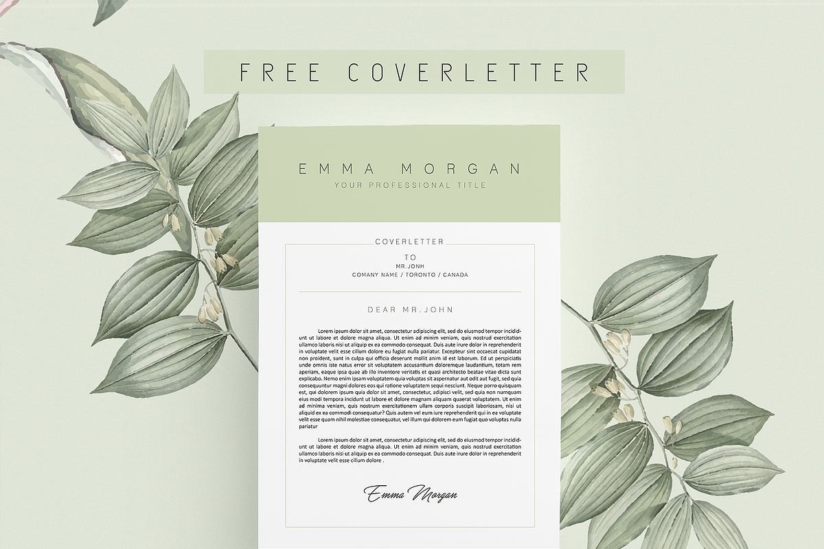 3 Page Green Resume / CV Template M, a Resume Template by Showy68 Template (Photo 4 of 6)
