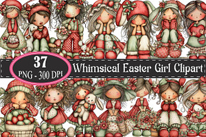 Whimsical Easter Girl Clipart, an Illustration by designcity5