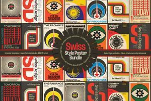 Swiss Style Poster Bundle, a Flyer Template by Black Cat Studio