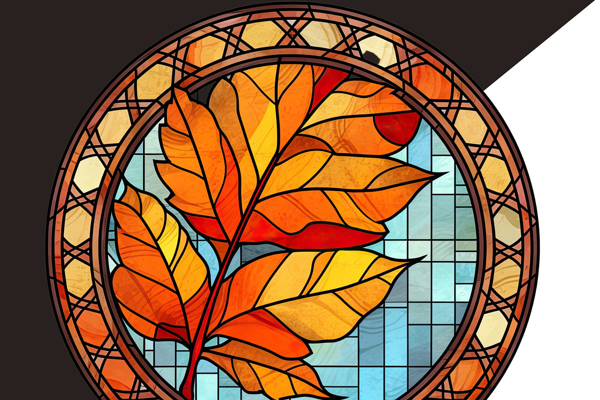 Autumn Leaves PNG Stained Glass, a Seasonal Illustration by Tanya Kart (Photo 4 of 7)