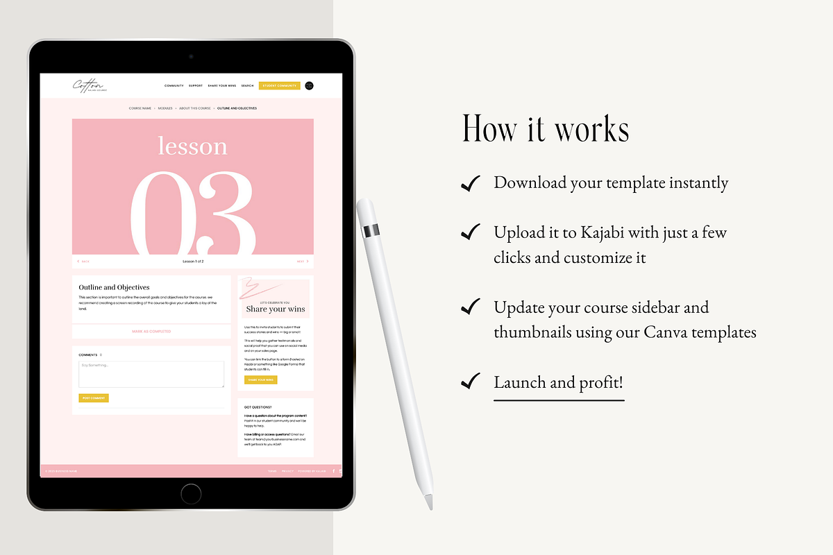 Kajabi Course Template for Courses, a Landing Page Template by Pixel & Flow (Photo 5 of 9)