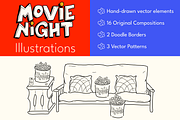 Movie Night Illustrations, a Food Illustration by AJ Doodles (Thumbnail 1 of 21)