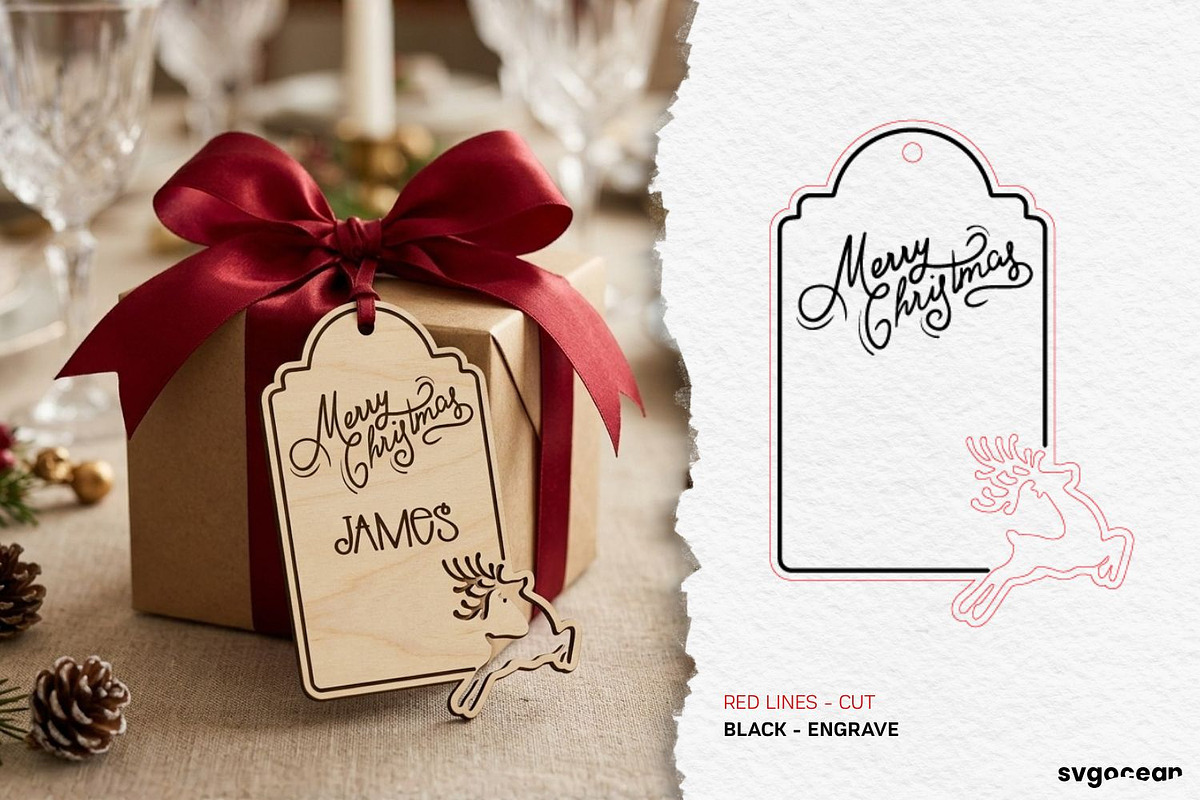 Christmas Gift Tag SVG Bundle, a Decorative Illustration by svgocean (Photo 3 of 17)