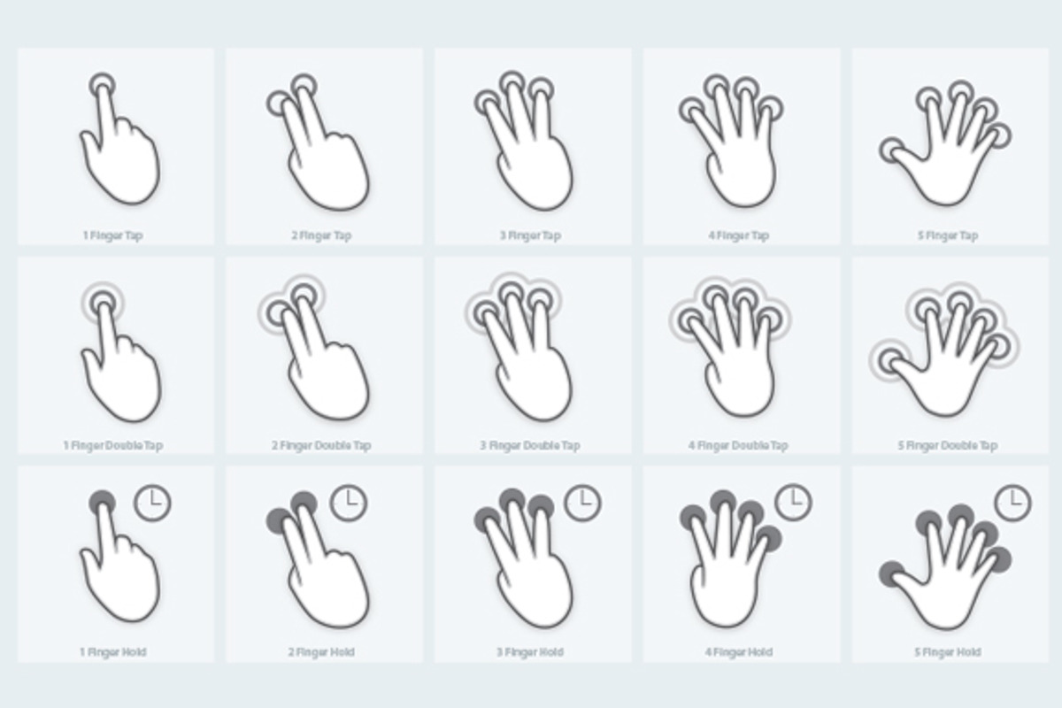40 Vector MultiTouch Gestures, an Icon by Medialoot