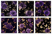 Purple & Gold Rose Digital Paper, a Texture Graphic by Dream Creation (Thumbnail 4 of 7)
