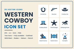 Western Cowboy Icon Set
