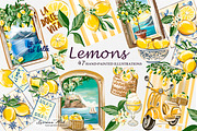 Lemons Clipart Set, a Seasonal Illustration by Leonaa art (Thumbnail 1 of 11)