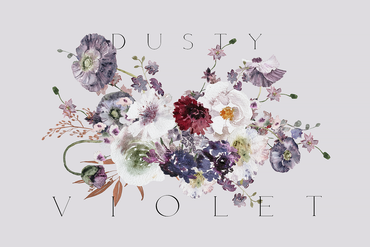 NEW! Dusty Violet collection, a Decorative Illustration by Youksy (Photo 1 of 11)