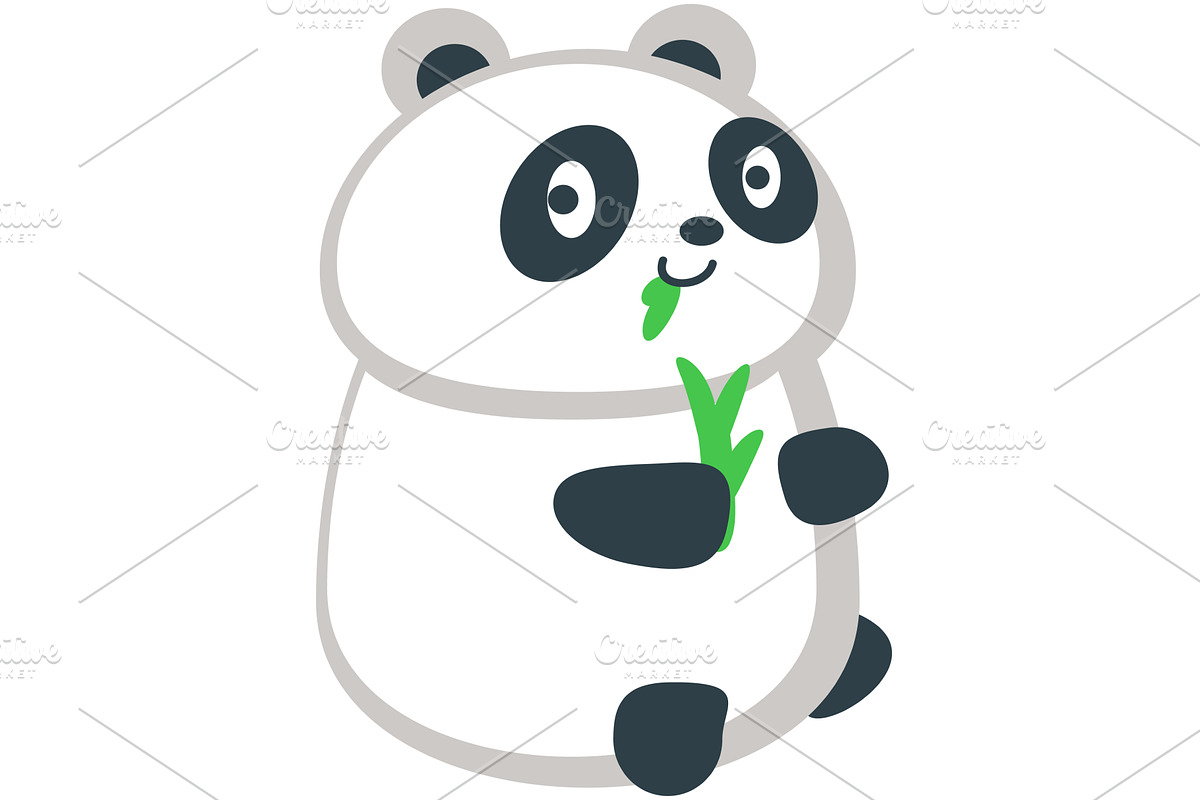 Cute panda eating bamboo leaves, an Animal Illustration by SiberianArt