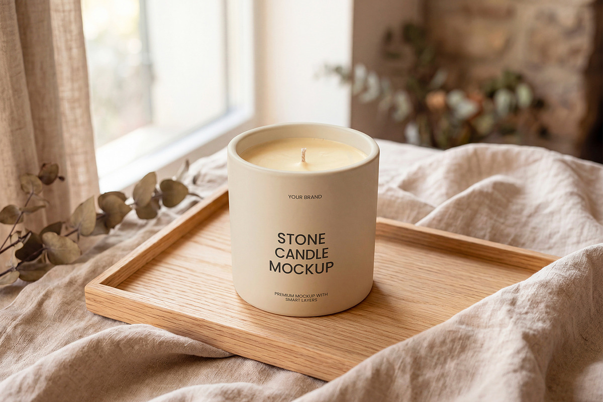 Stone Candle Jar Mockup, a Household Mockup by graphypix (Photo 1 of 4)