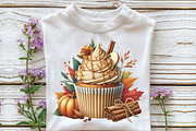 Watercolor Autumn Fall Cupcake PNG, an Illustration by CraftArtStudio (Thumbnail 3 of 5)