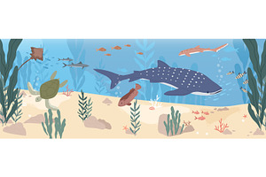 Underwater landscape with fish, an Animal Illustration by Good Studio