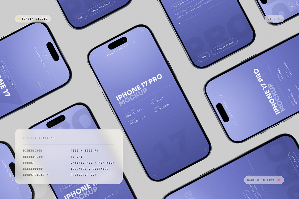 iPhone 17 Pro Mockup, an iPhone Mockup by Toasin Studio (Photo 6 of 7)