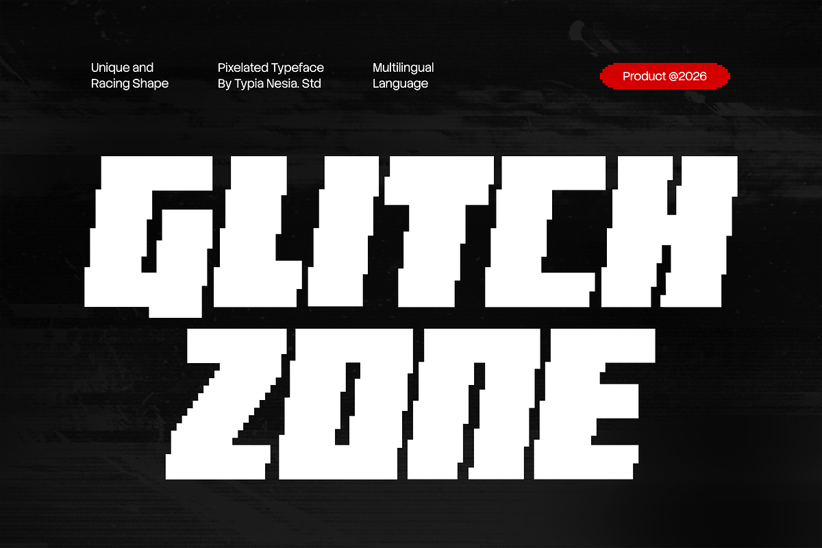 Glitch Zone – Modern Pixel Racing, a Sans Serif Font by Typia Nesia (Photo 1 of 12)