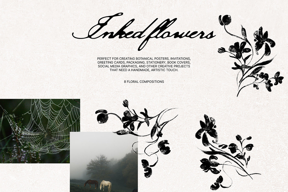 Inked Flowers: elements & art prints, a Decorative Illustration by Yuliia Lashevska (Photo 7 of 9)