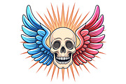 Skull with Red and Blue Wings Vector, a Decorative Illustration by Ghagra (Thumbnail 2 of 3)