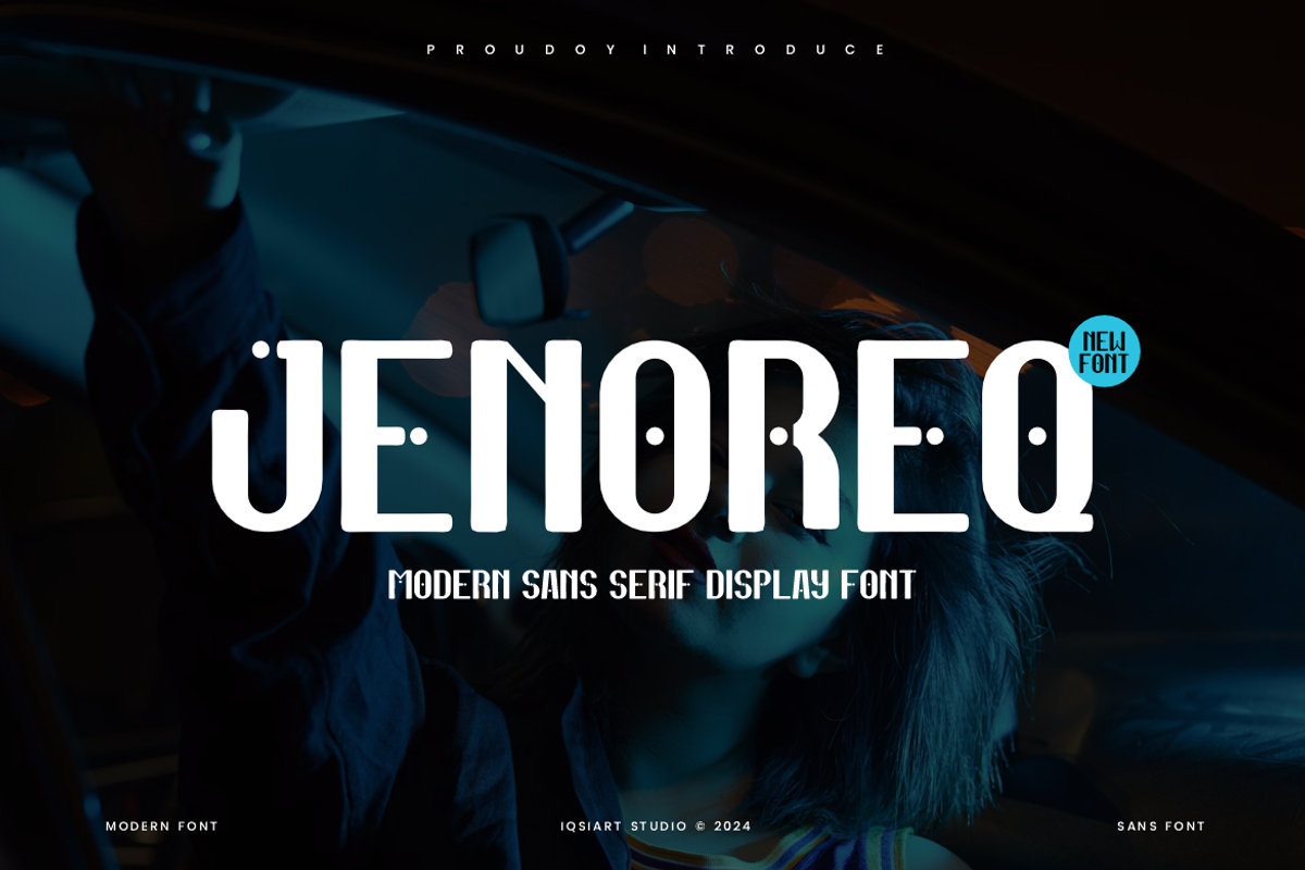 Jenoreq -  Modern Sans Serif Font, a Sans Serif Font by Iqsiart Studio (Photo 1 of 6)