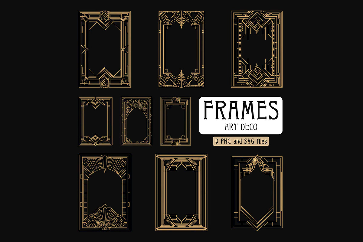 Elegant Art Deco 9 vertical Frames, a Decorative Illustration by Stanislav Kharchevskyi (Photo 1 of 3)