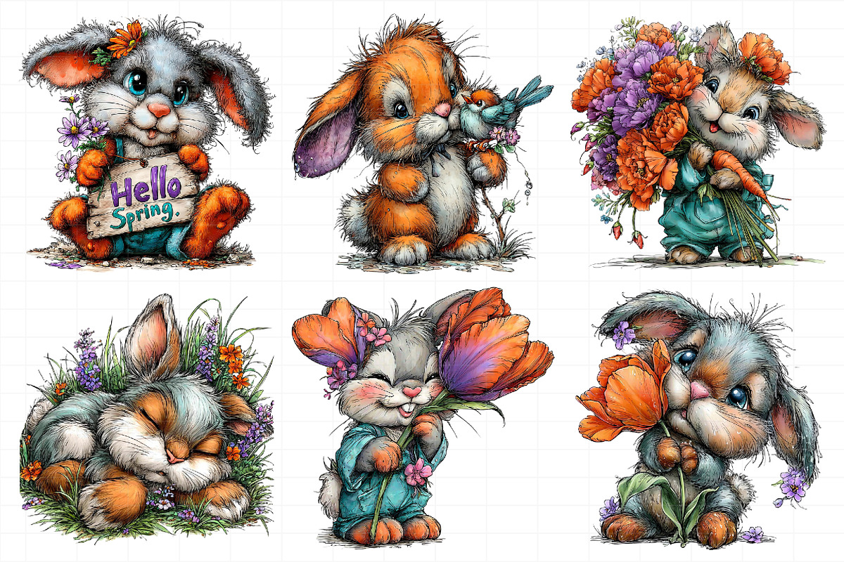 Watercolor Spring Bunny Clipart PNG, an Illustration by Daily.Designs (Photo 6 of 8)