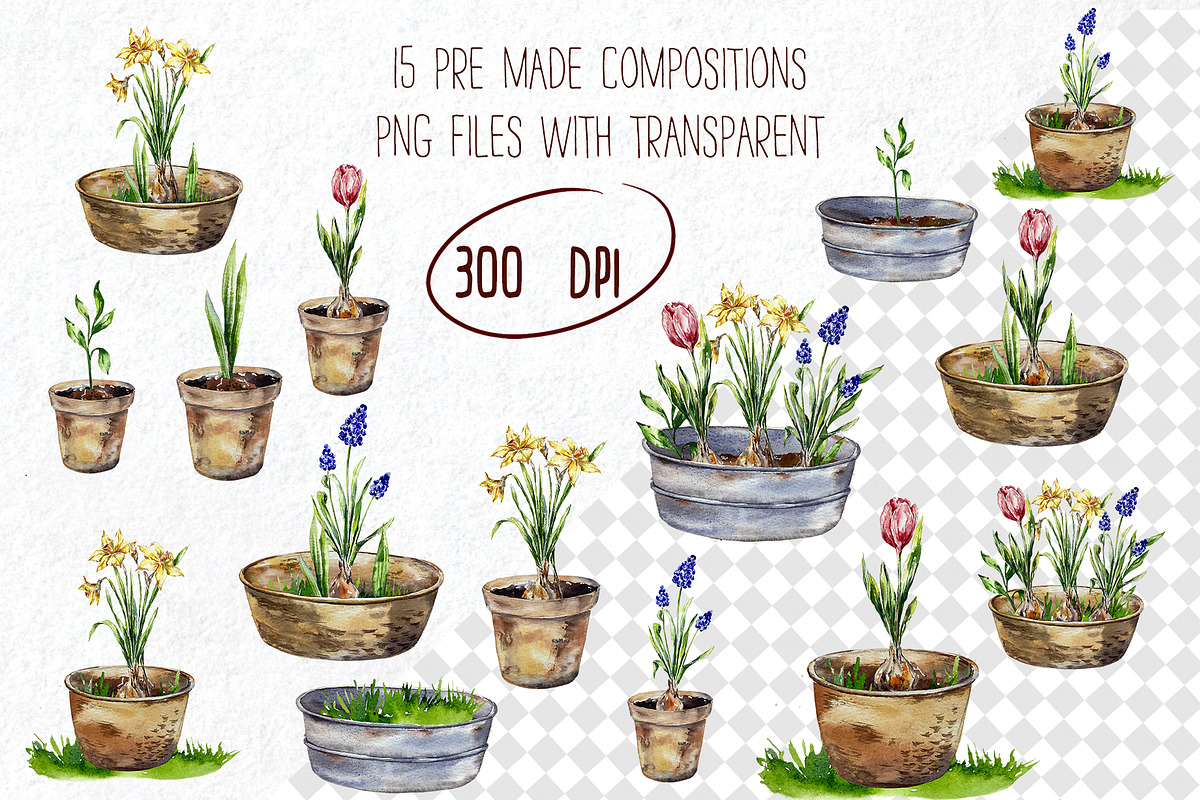 Plants gardedidng watercolor clipart, an Object Graphic by Lidia's watercolor world (Photo 2 of 4)