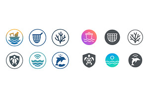 Collection of marine-themed icons, an Animal Illustration by ZinetroN