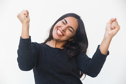 Overjoyed woman celebrating success