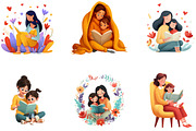 Reading with Mom Mothers Day Clipart, an Illustration by Designking (Thumbnail 5 of 5)
